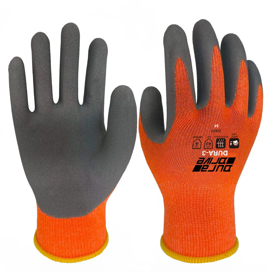 DuraDrive Dura-3 Cut Level 3 Gloves with Foam Latex Coating - 12Prs/Pack