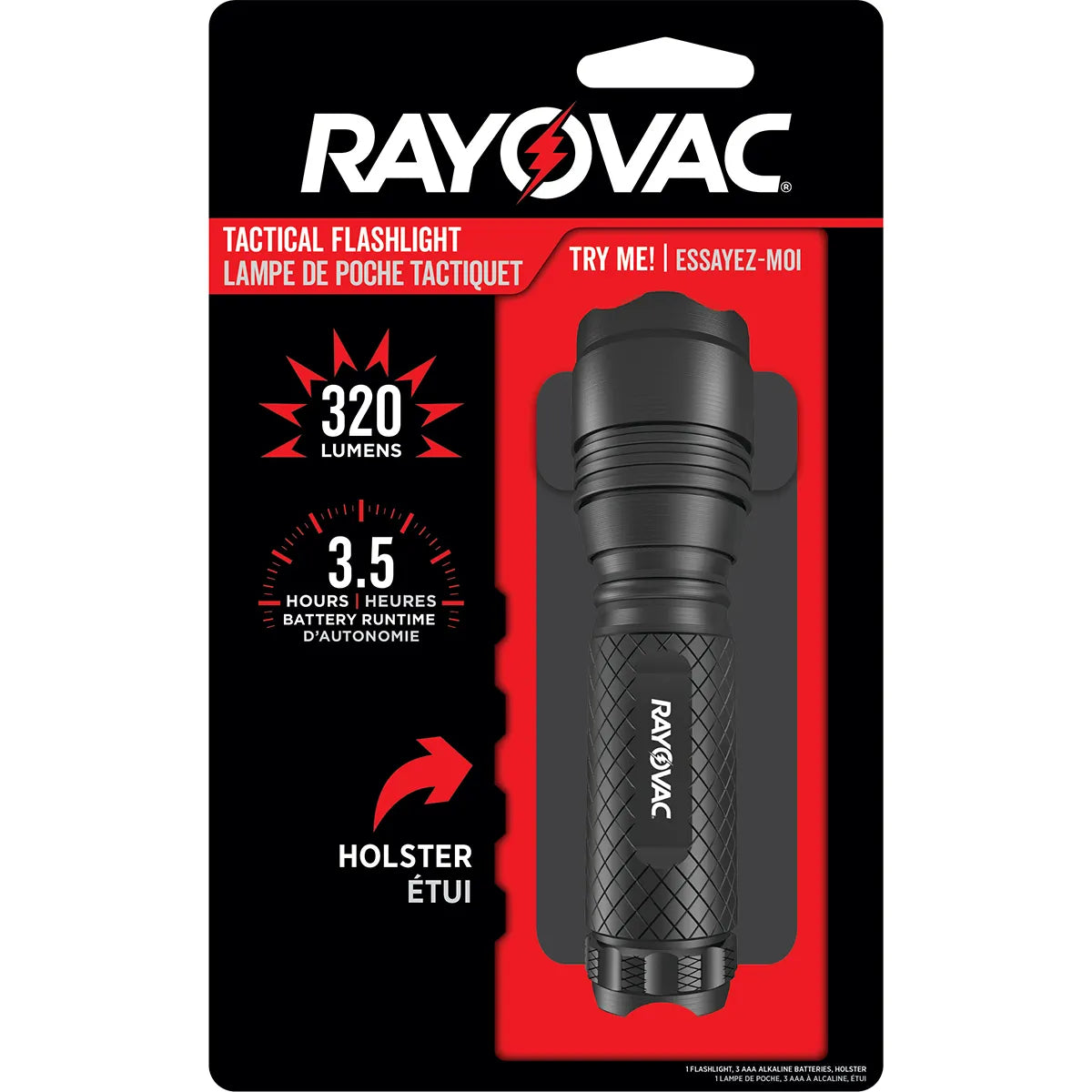 Rayovac LED RoughNeck Tactical Flashlight 260 Lumens, 3xAAA