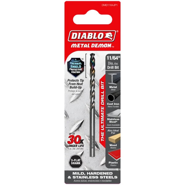 Diablo DMD1164JP1 11/64 Inches Metal Demonβ’ Drill Bit for Mild, Hardened and Stainless Steels