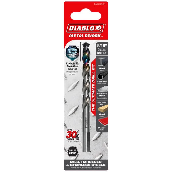 Diablo DMD516JP1 5/16 Inches Metal Demonβ’ Drill Bit for Mild, Hardened and Stainless Steels