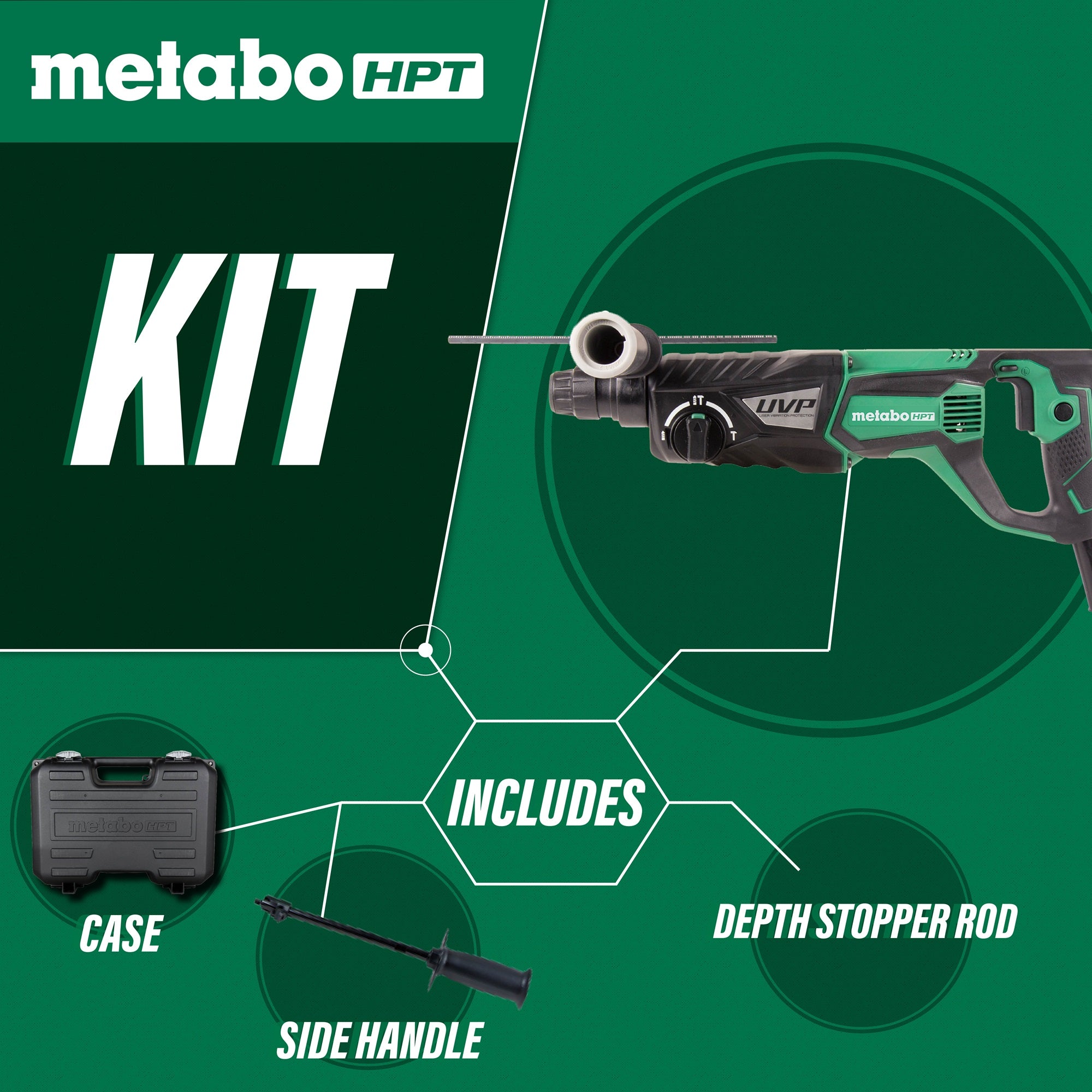 Metabo HPT DH28PFYM 1-1/8 Inches, 3 Mode, D-Handle SDS Plus Rotary Hammer