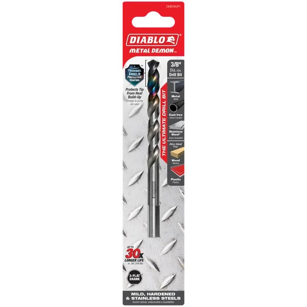 Diablo DMD38JP1 3/8 Inches Metal Demonβ’ Drill Bits for Mild, Hardened and Stainless Steels