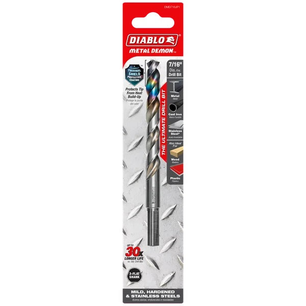 Diablo DMD716JP1 7/16 Inches Metal Demonβ’ Drill Bits for Mild, Hardened and Stainless Steels