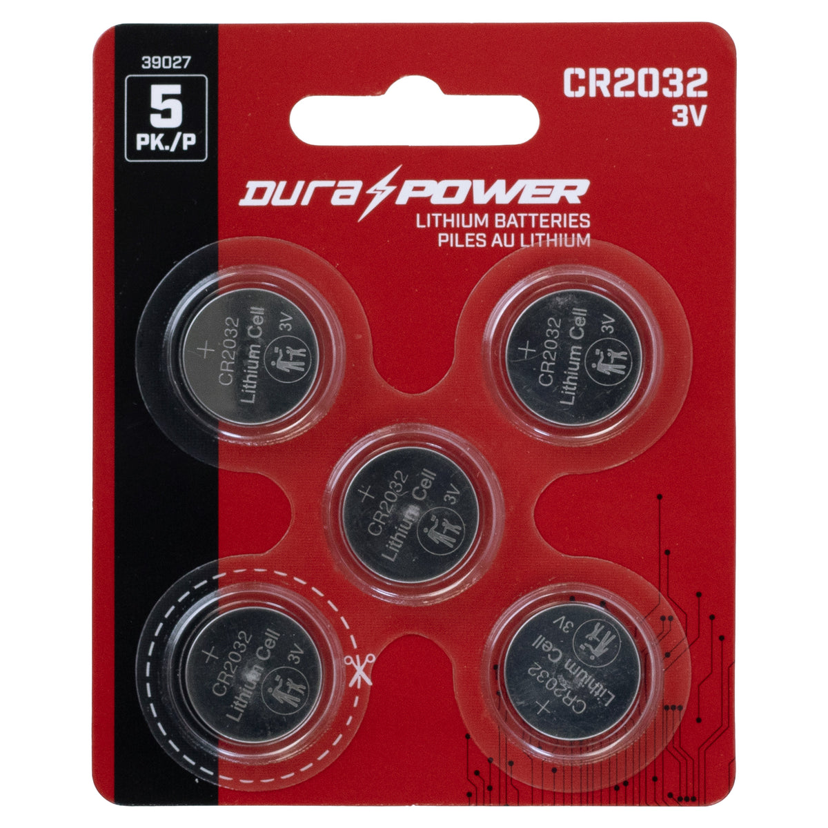 DuraPower CR2032 Coin Batteries (5-Pack)