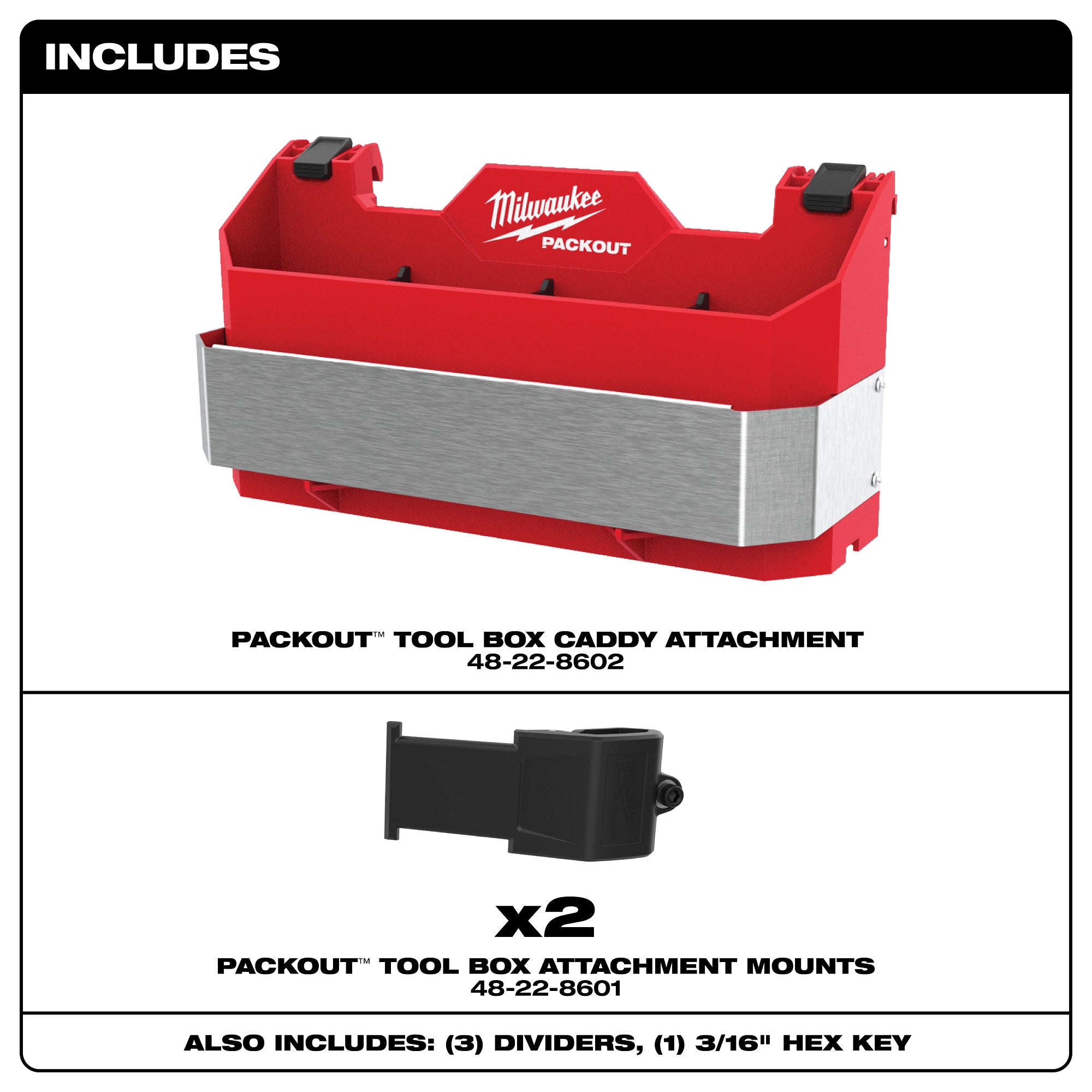 Milwaukee 48-22-8602 Packout Tool Box Caddy Attachment
