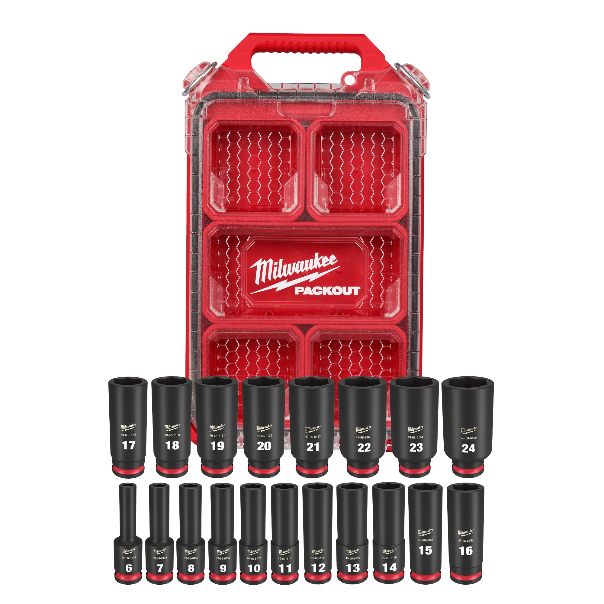 Milwaukee Promo 49-66-6801 Packout Deep Impact Socket Sae 3/8 in.Dr, 19Pc Set