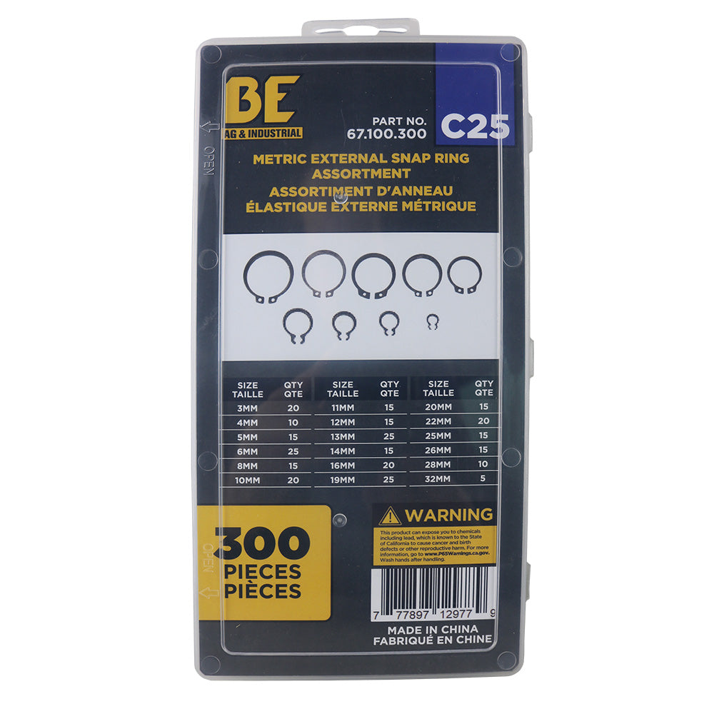 Braber 67.100.300 Metric External Snap Ring Assortment