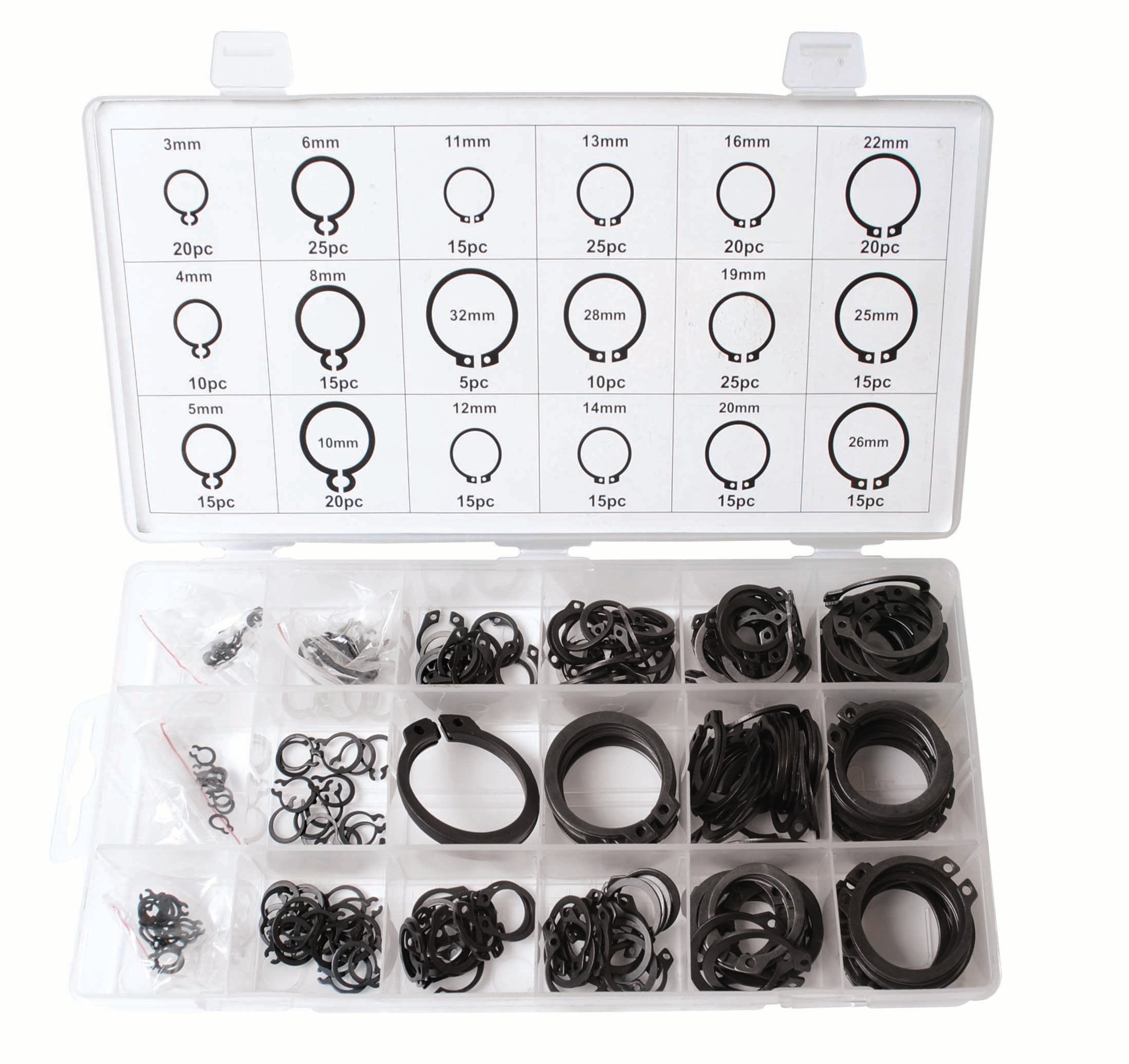 Braber 67.100.300 Metric External Snap Ring Assortment
