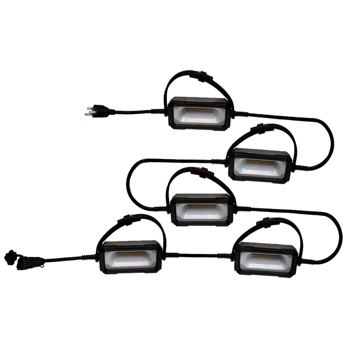 Industrial LED String Lights 5-Head 100W 16/3 AWG 50ft IP54