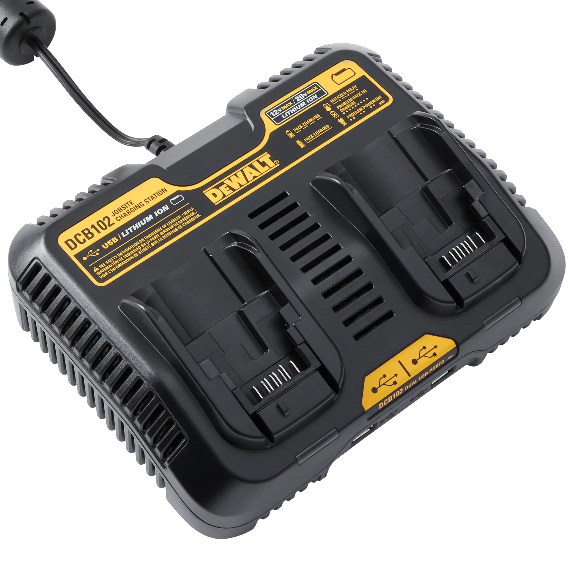 DEWALT DCB102 20V Dual Port Charger W/USB (4.0AH OUT)