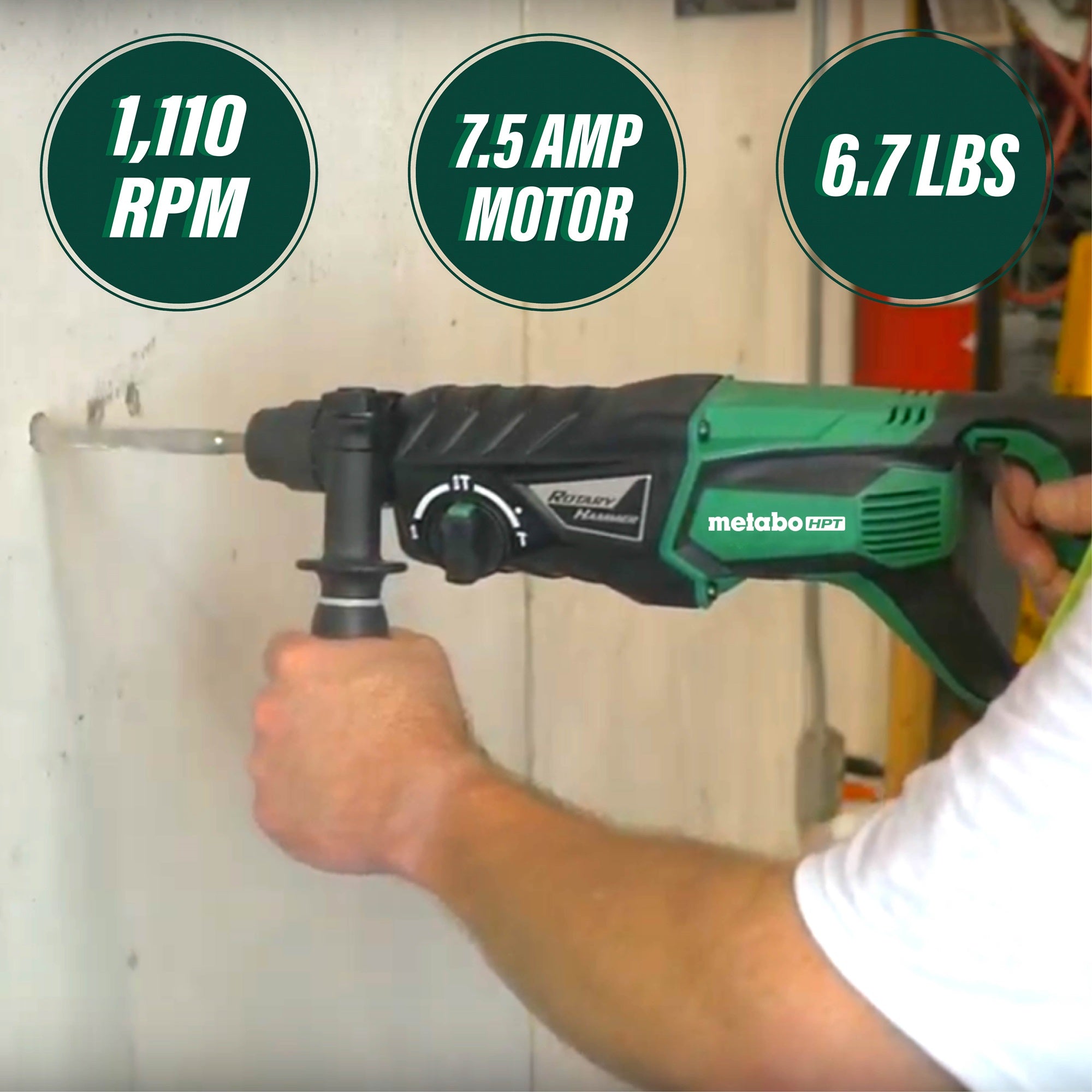 METABO HPT DH26PFM SDS Plus Hammer 1 in. (7.5AMP, 2.4FT/LB)