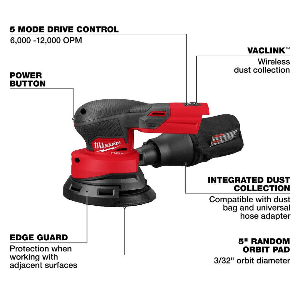 Milwaukee 2837-20 M18 FUEL™ 5 in. Random Orbital Sander