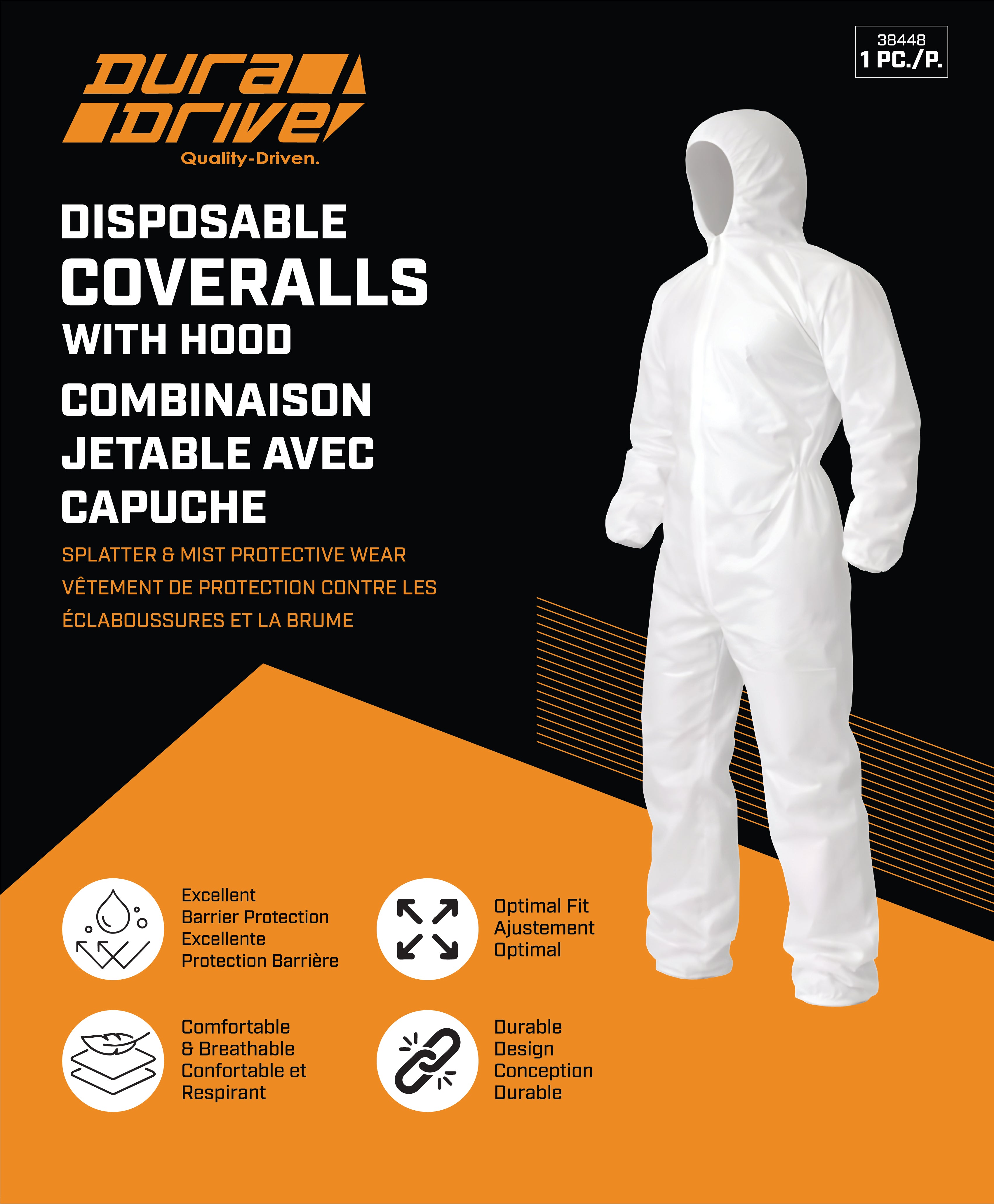 DuraDrive Disposable White Painters Coverall Suit