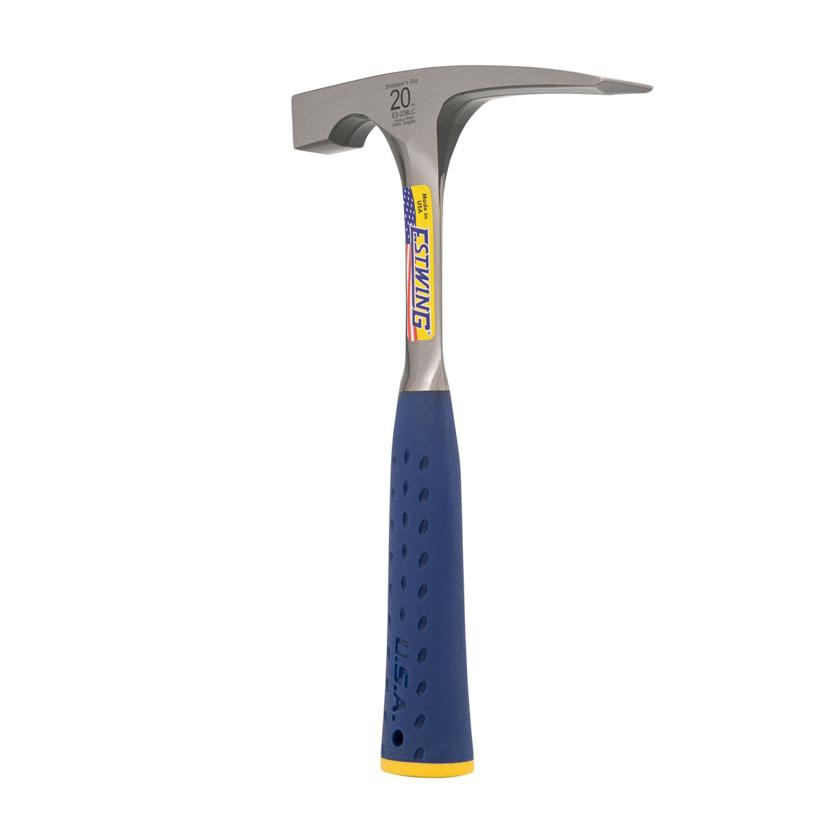 Estwing E3-20BLC 20 oz. x 11-1/4 in. Smooth Face BLUE SHOCK REDUCTION GRIP Solid Steel Bricklayer Mason's Hammer