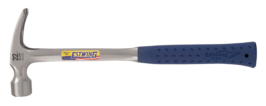 Estwing E3-22S 22 oz. x 16 in. Smooth Face BLUE SHOCK REDUCTION GRIP Solid Steel Claw Framing Hammer