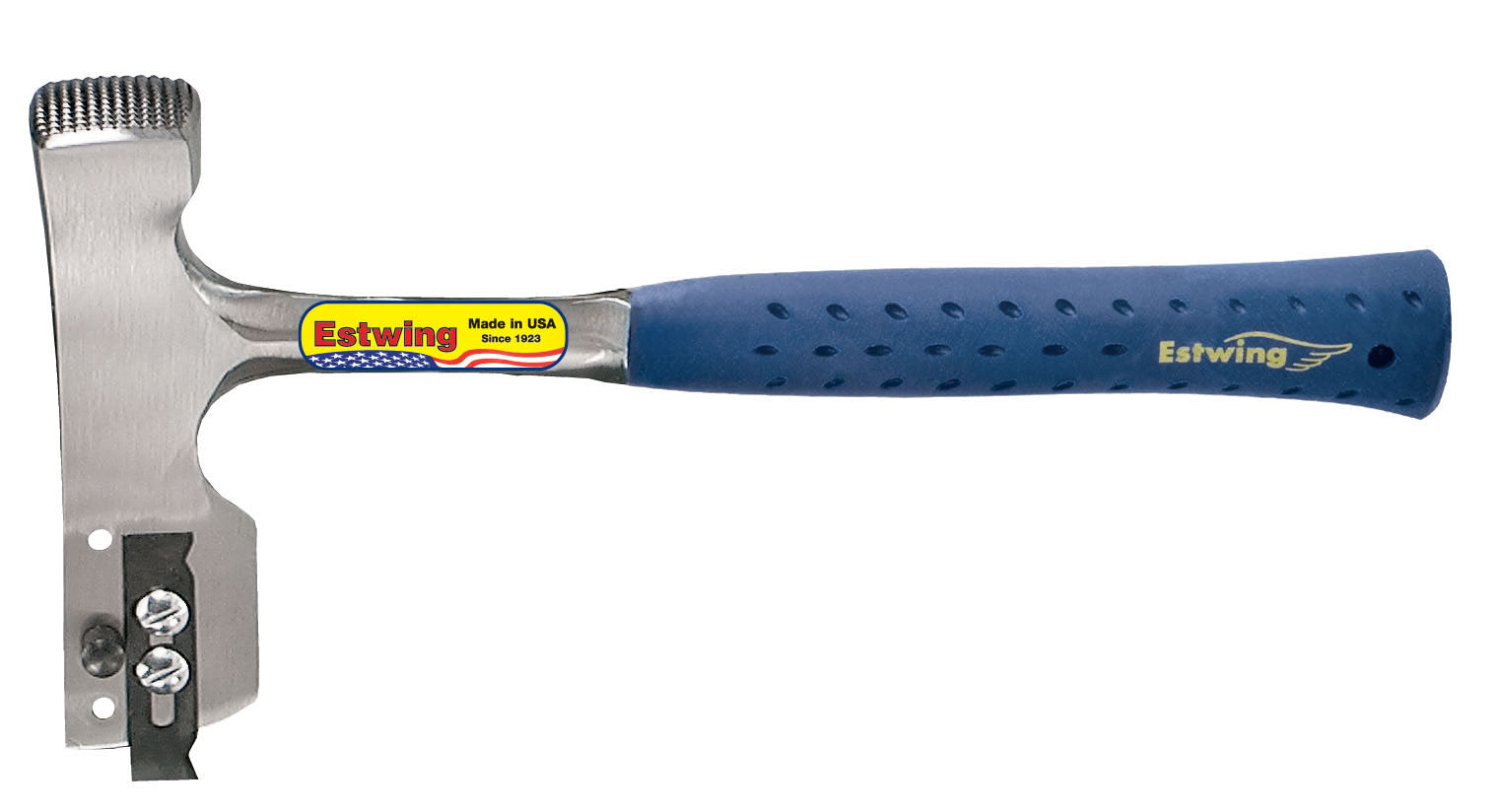 Estwing E3-CA 2.63 lbs. x 12-1/2 in. Milled Checkered Face BLUE SHOCK REDUCTION GRIP Solid Steel Shingler Hammer with Cutting Blade and Gauge