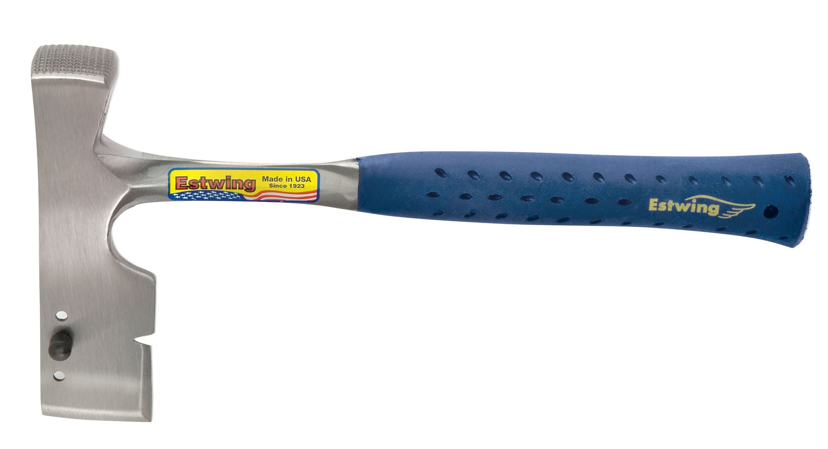 Estwing E3-S 2.63 lbs. x 12-1/2 in. Milled Checkered Face BLUE SHOCK REDUCTION GRIP Solid Steel Shingler Hatchet Hammer with Cutting Blade