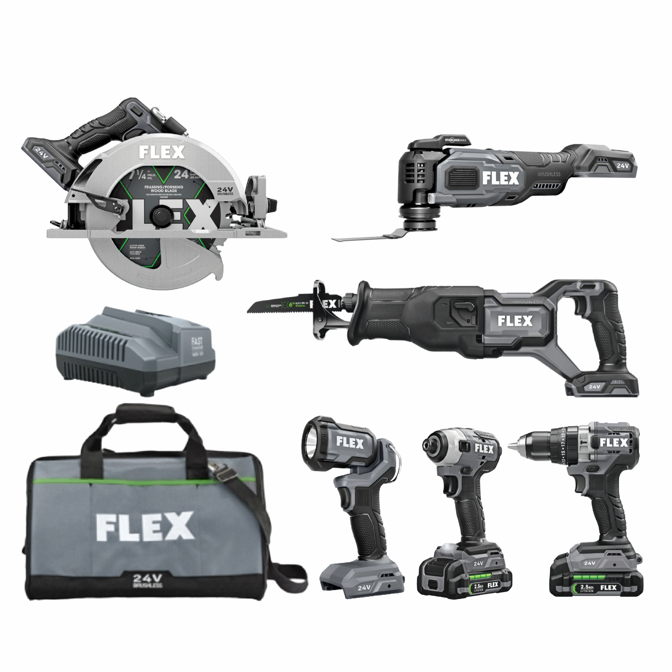 Flex FXM601-2B 24V 5.0Ah + 2.5Ah Kit 6-Tool Combo Kit