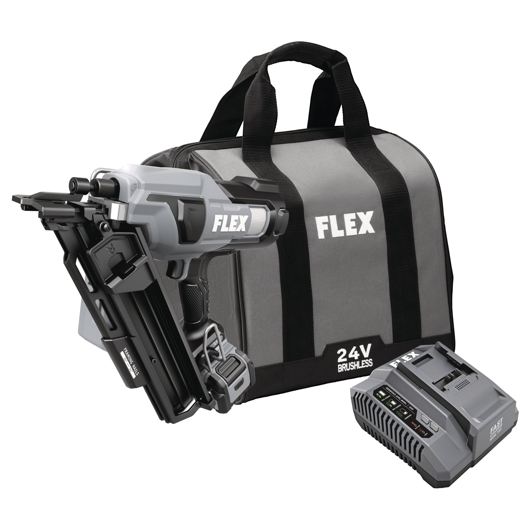 FLEX FX4351B-1C 24V 30-Degree Framing Nailer Kit (1x 5.0Ah)