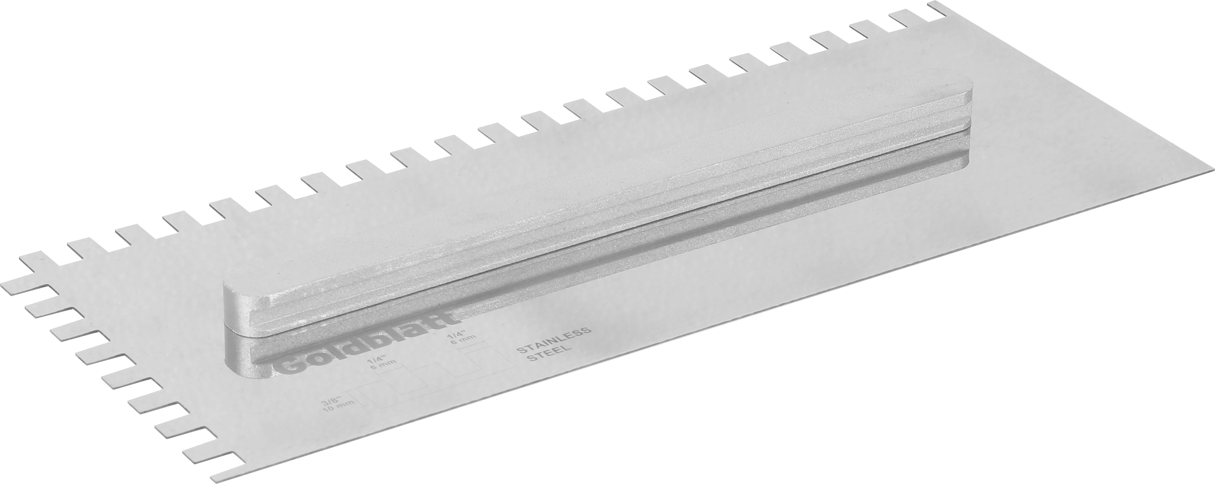 Goldblatt Stainless Steel Trowel Blade 1/4 in. x 3/8 in. x 1/4 in. Square Notch