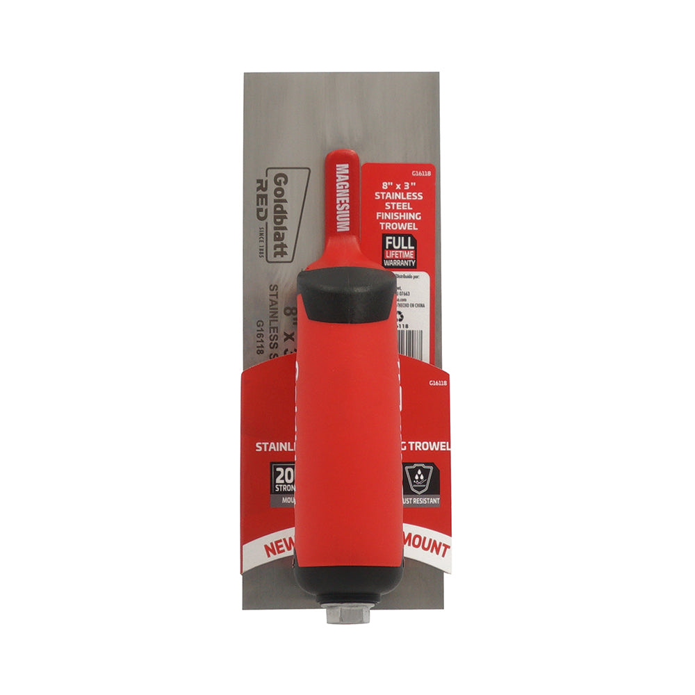 Goldblatt Red Stainless Steel Mini Trowel W/Soft Grip 8in. x 3in.