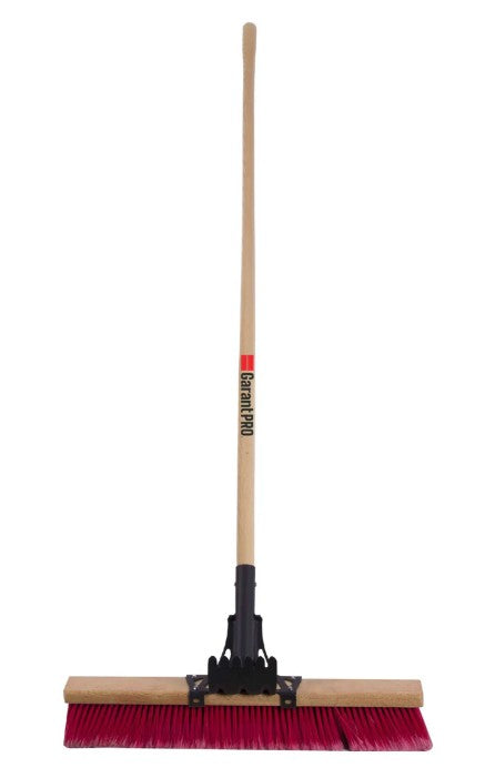 Garant GBNP24 24 in. Red Bristle Braced Wooden Handle Roofer Broom Brush