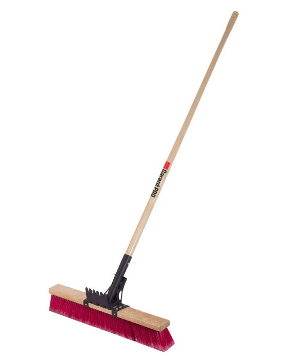 Garant GBNP24 24 in. Red Bristle Braced Wooden Handle Roofer Broom Brush