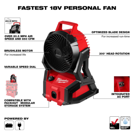 Milwaukee M18™ 0818-20 Brushless PACKOUT™ Fan