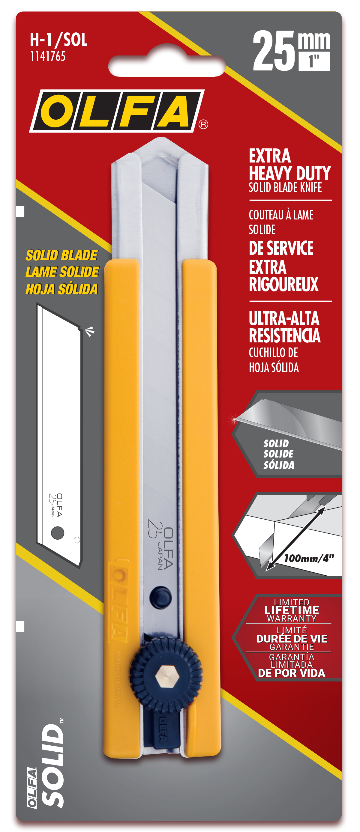 Olfa Ratchet Lock Utility Knife w/Solid Blade 25mm