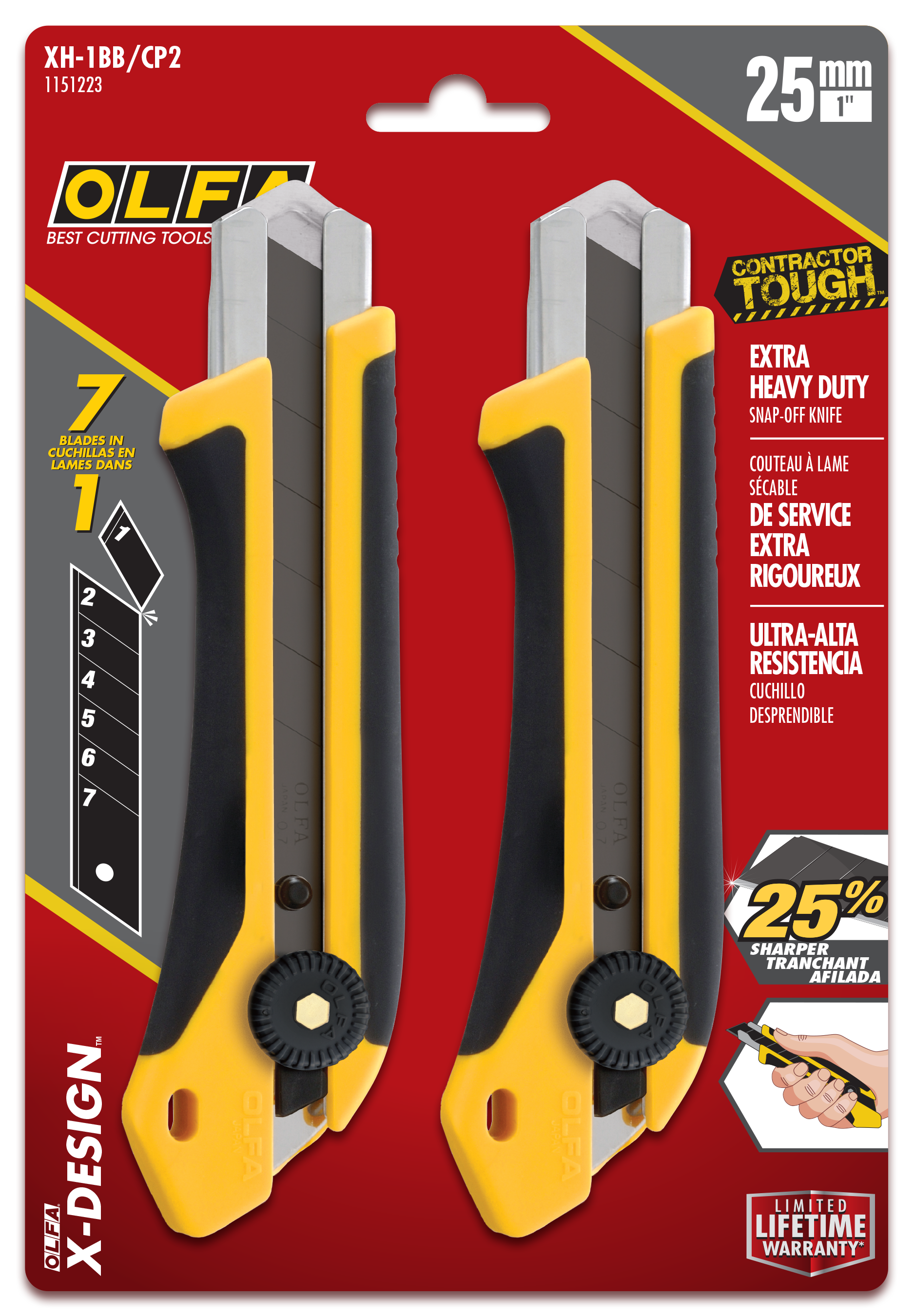 Olfa Ratchet Lock Utility Knife 25mm 2 Pack