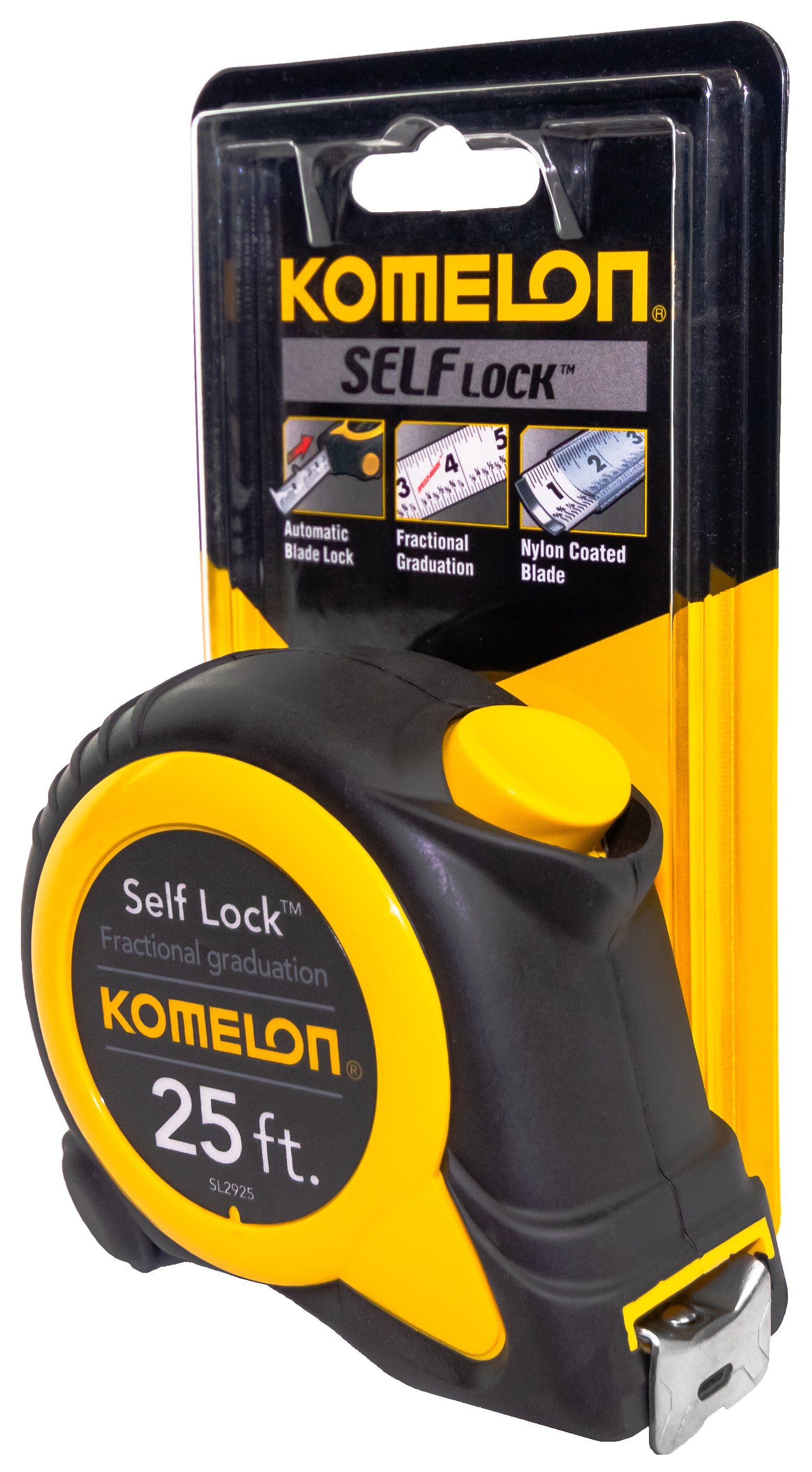 Komelon 25 ft.X1 in. Selflock W/Fractional Graduation Imperial Tape Measure
