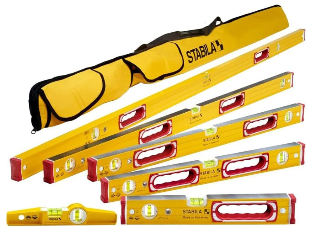 STABILA 78396 TYPE 96 MAGNETIC 6 LEVEL SET (78IN, 48IN, 32IN, 24IN, 16IN, TORPEDO & CARRYING CASE