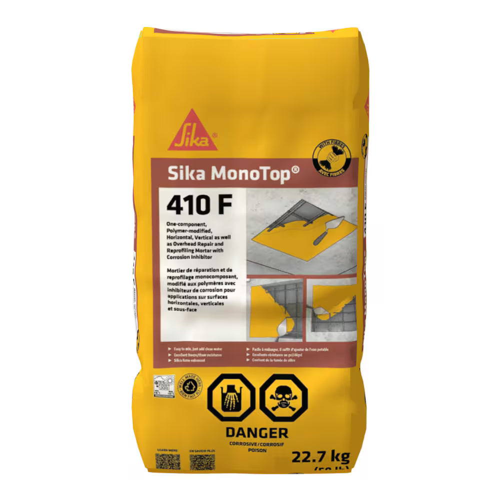 Sika MonoTop-410 F 22.7kg Fibre-Reinforced Overhead and Vertical One-Component Repair Mortar
