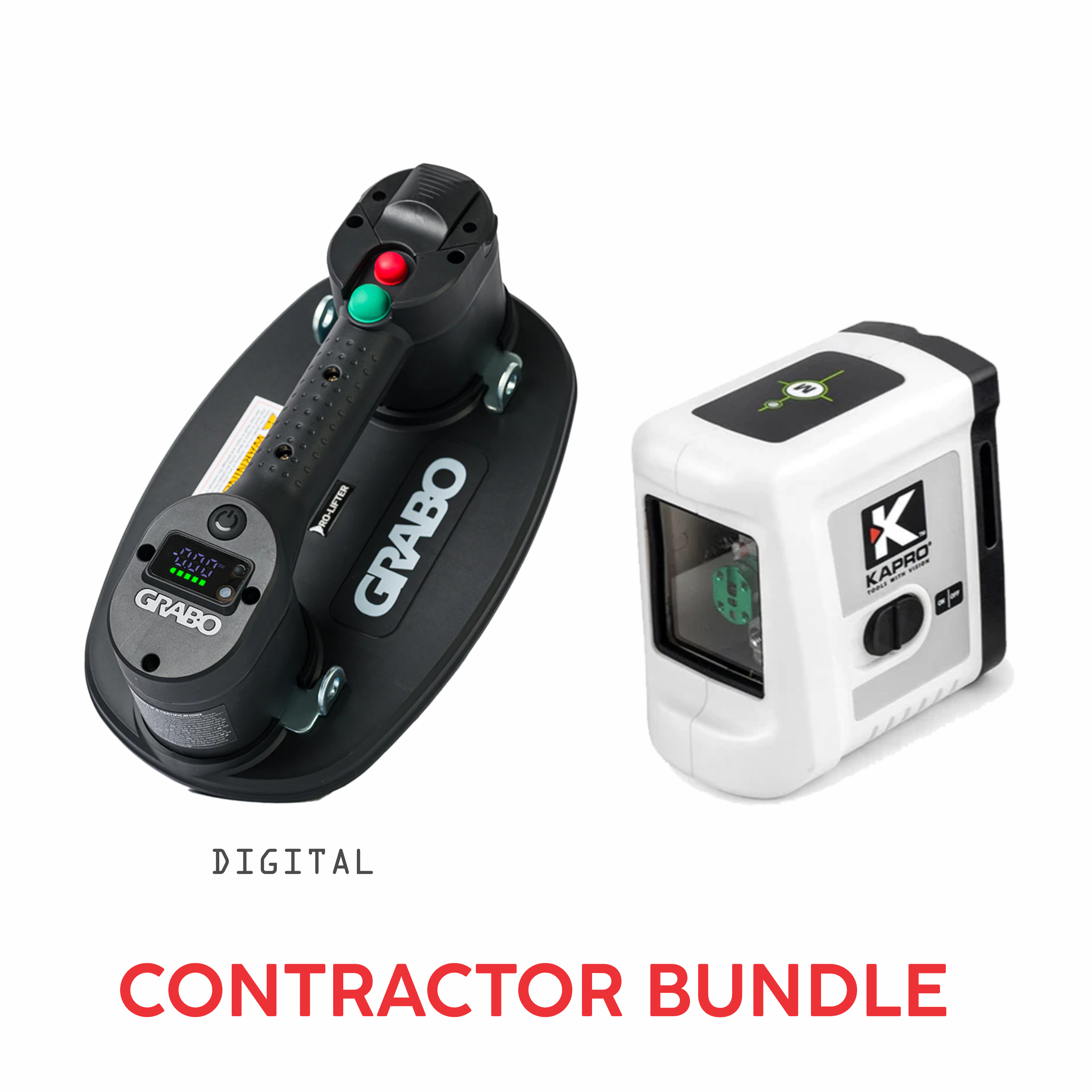 Grabo Pro Digital Lifter And Kapro 862G Pro Green Cross Line Laser kit