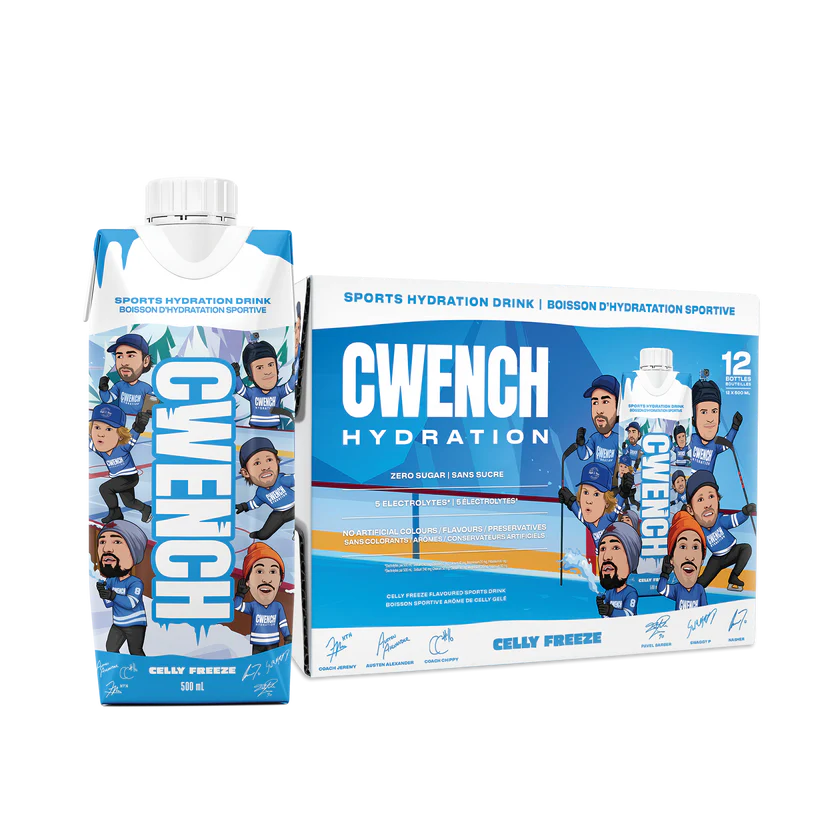 Cwench Celly Freeze Electrolyte Sports Drink, 500 mL Cans (12-Pack)
