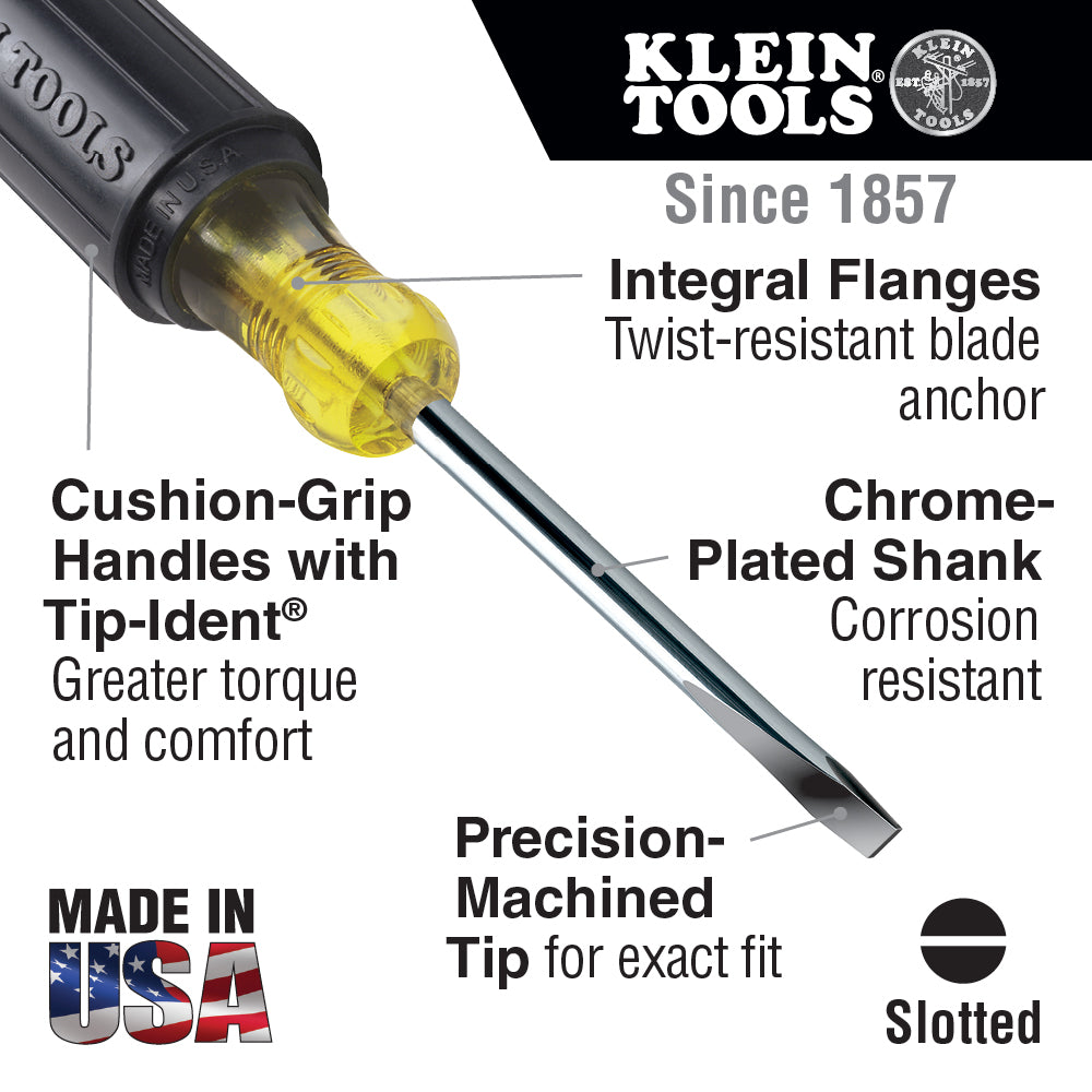 Klein 608-4 1/8 in. Cabinet Mini Screwdriver 4 in. Round Shank
