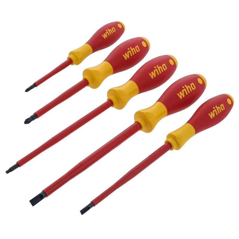 WIHA Insulated Softfinish Slotted/Phillips/Square Screwdriver Set 5 Pc