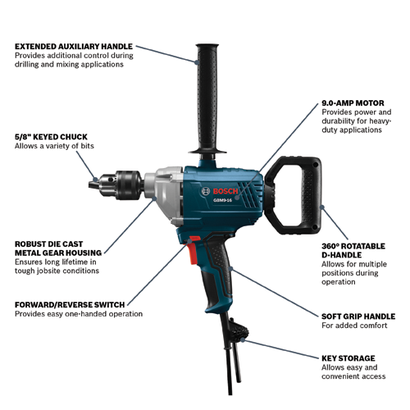 BOSCH GBM9-16B 5/8 in. Mud Mixer with Bucket Combo