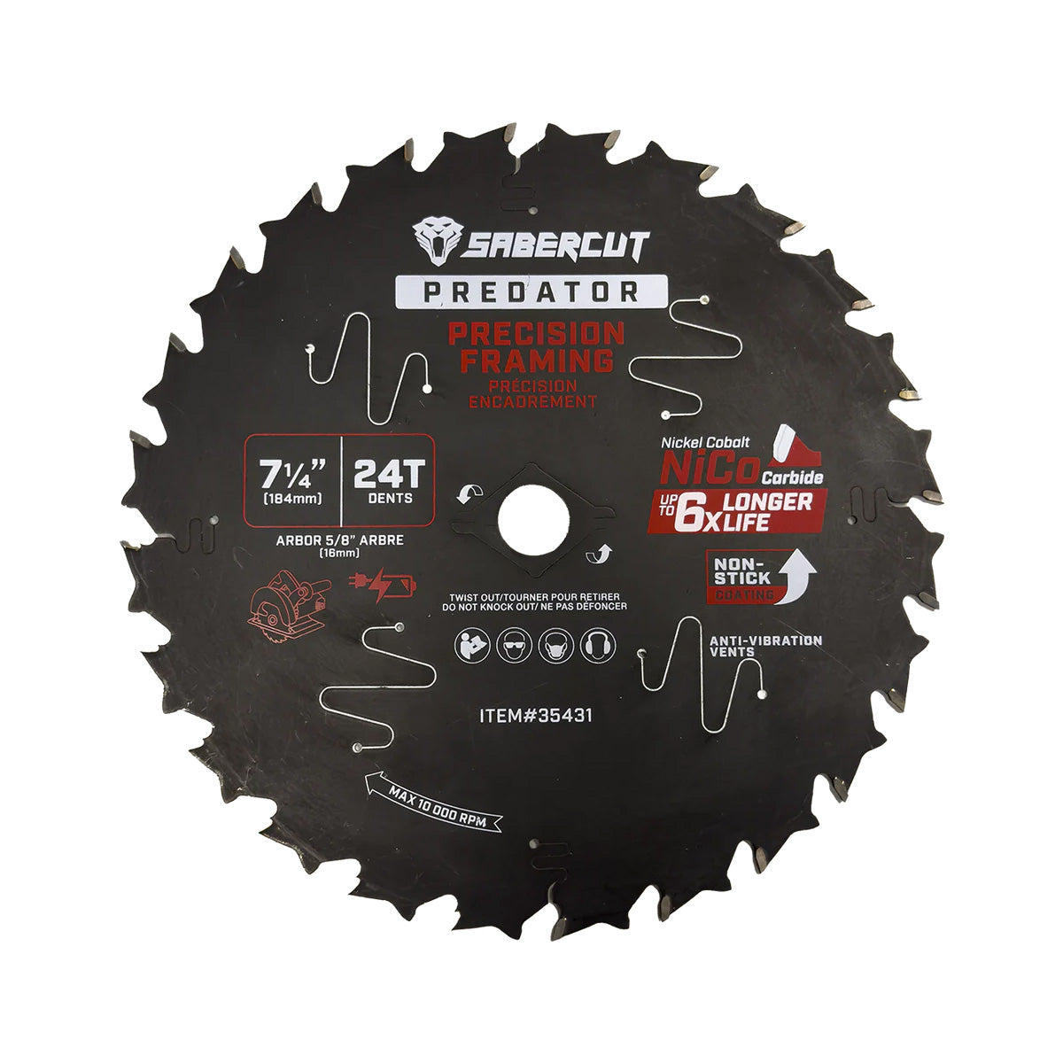 Sabercut Predator 7-1/4 in. x 24T Carbide Tooth Circular Saw Framing Blade