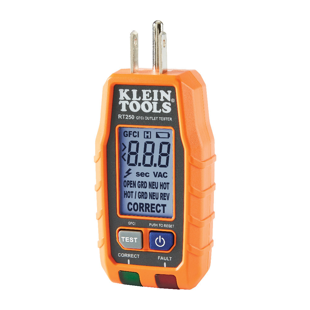 Klein RT250 GFCI Receptacle Tester With LCD