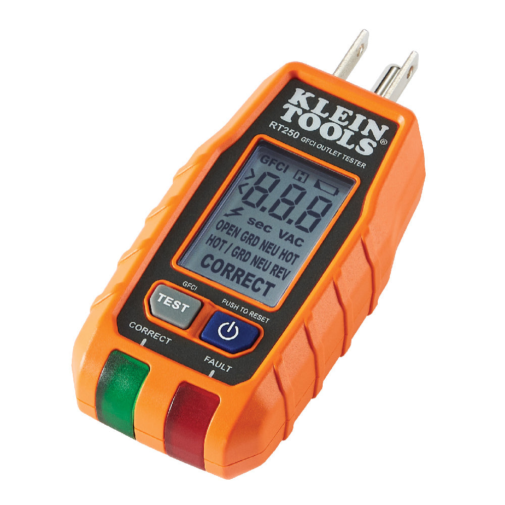 Klein RT250 GFCI Receptacle Tester With LCD