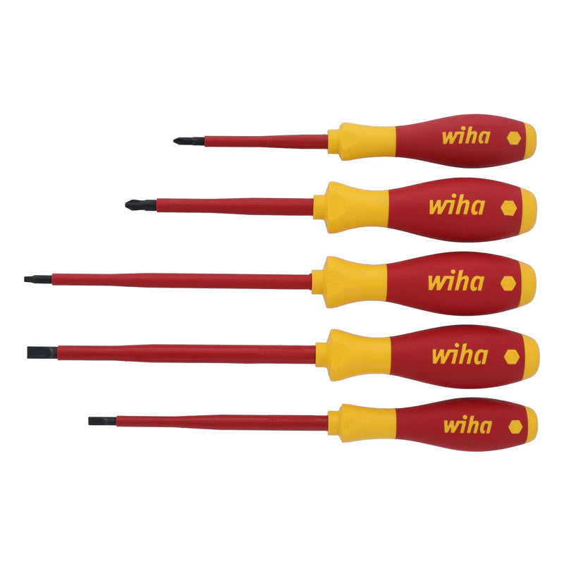 WIHA Insulated Softfinish Slotted/Phillips/Square Screwdriver Set 5 Pc