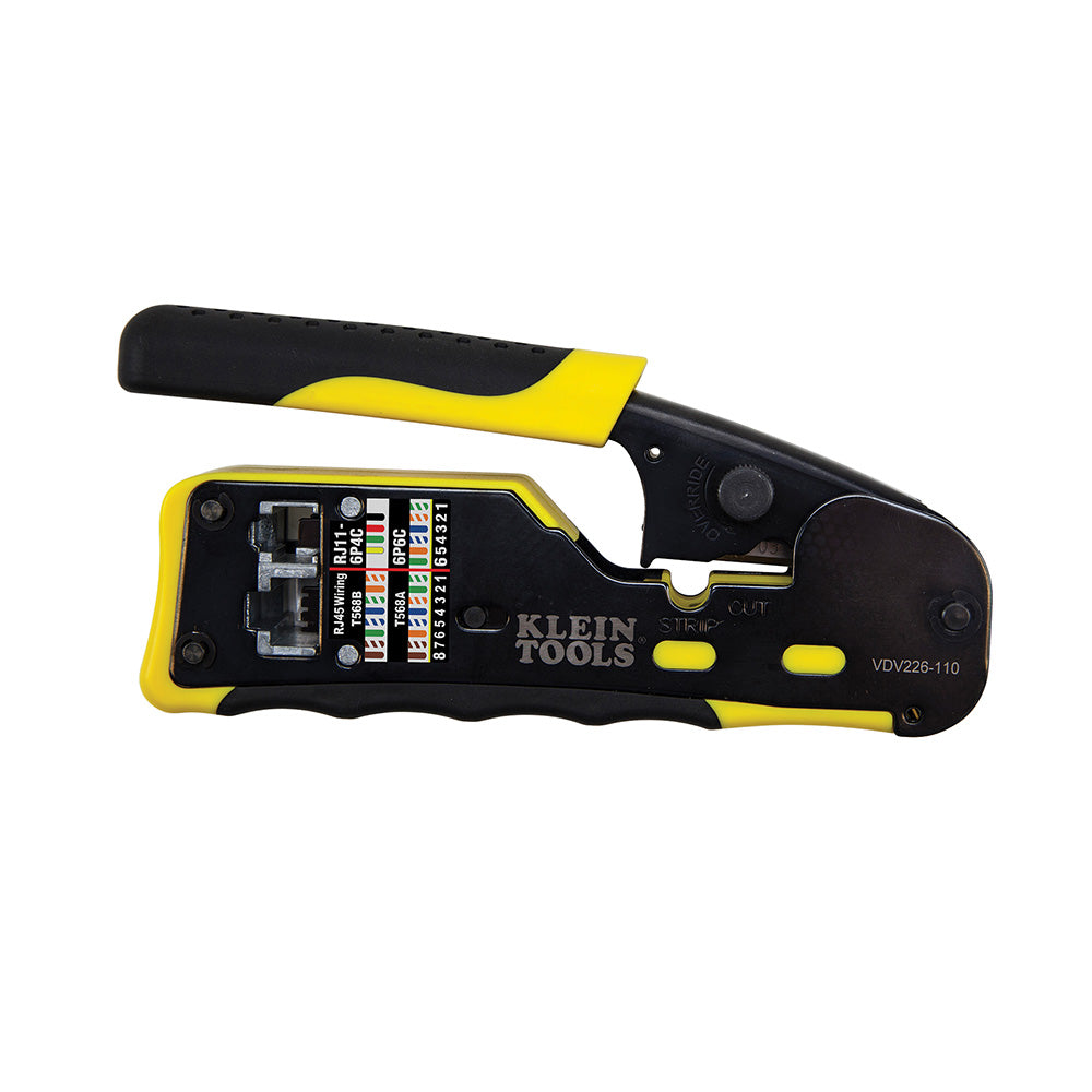 Klein VDV226-110 Ratcheting Ethernet Cable Crimper/Stripper/Cutter for Pass-Thru