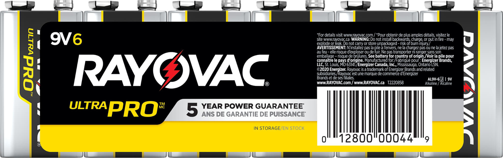 DISC-RAYOVAC ULTRA-PRO Alkaline 9-Volt Snap-Contact Battery (6-Pack)