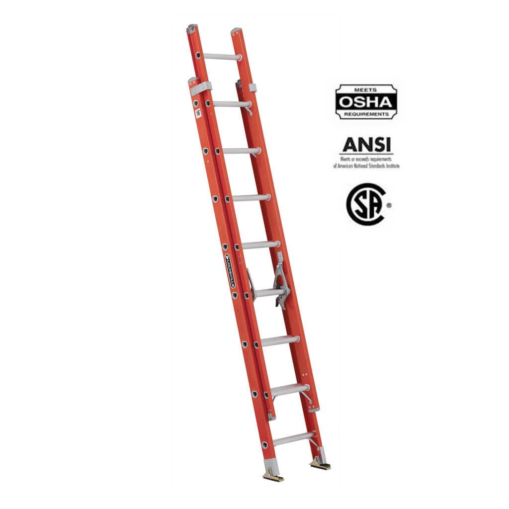 Louisville FE3216 16 ft. Fiberglass Extension Ladder with 300 Lbs. Type IA