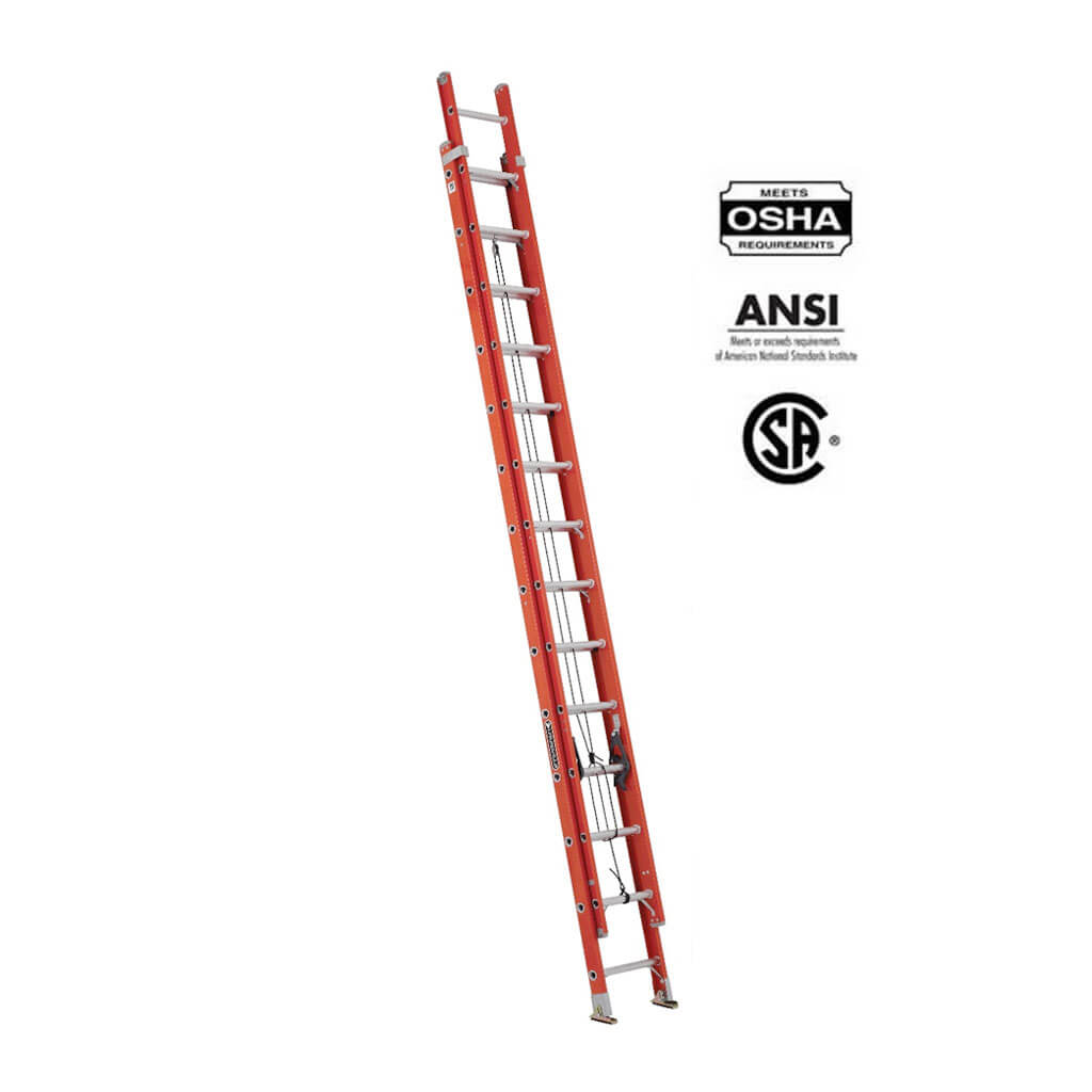 LOUISVILLE FE3228 28 ft. Fibreglass Multi-Section Extension Ladder with 300 lb. Load Capacity Type IA Duty Rating
