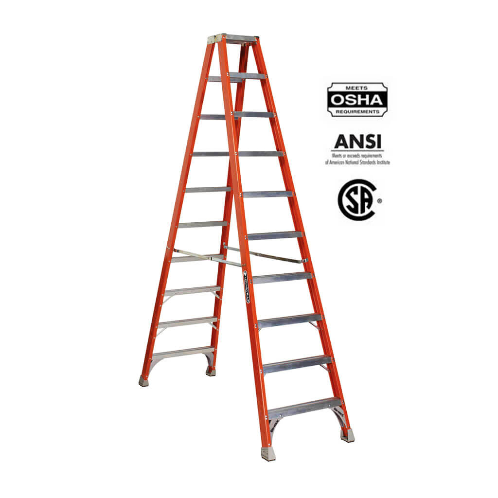 LOUISVILLE FM1510 10 ft. Fibreglass Twin Front Ladder with 300 lb. Load Capacity Type IA Duty Rating