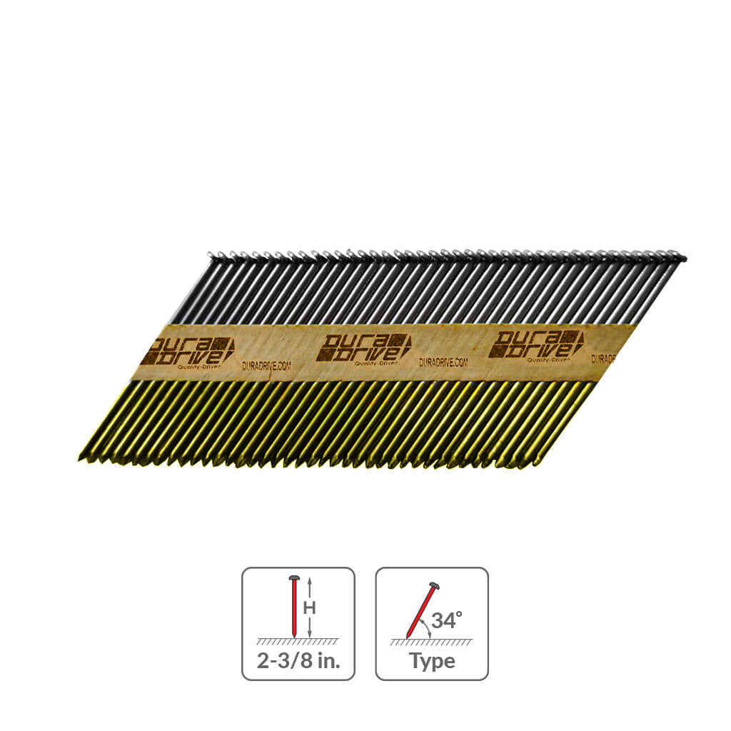 DuraDrive 2-3/8 in. x 0.113 in. 34-Degree Smooth Shank Paper Strip Nails (5,000-Box)