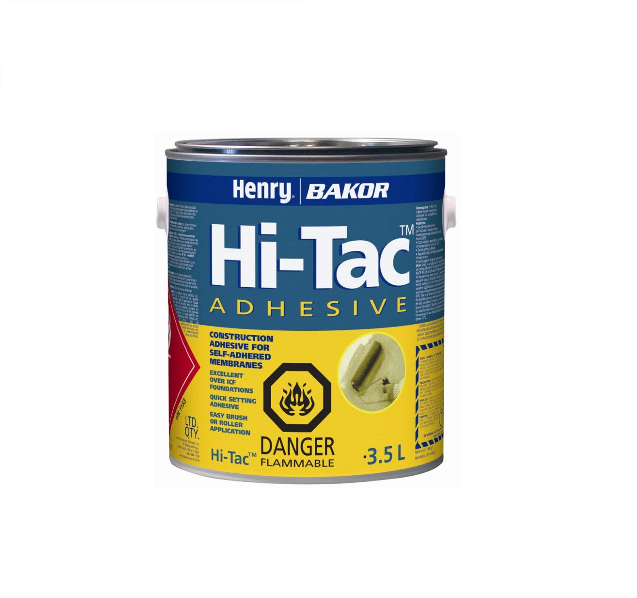 Henry Bakor BK103658 3.5-Litre Hi-Tac Rubber-Based Construction Adhesive & Primer for Self-Adhered B