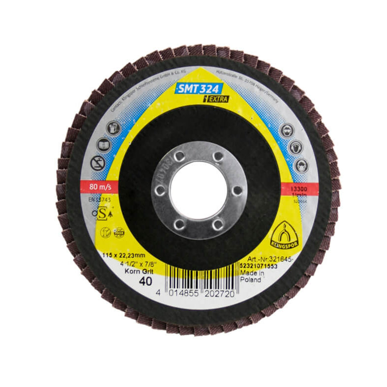 KLINGSPOR 321645 SMT 324 Extra 4-1/2 in. x 7/8 in. x 40 Grit Flat Abrasive Mop Disc For Stainless Steel And Steel